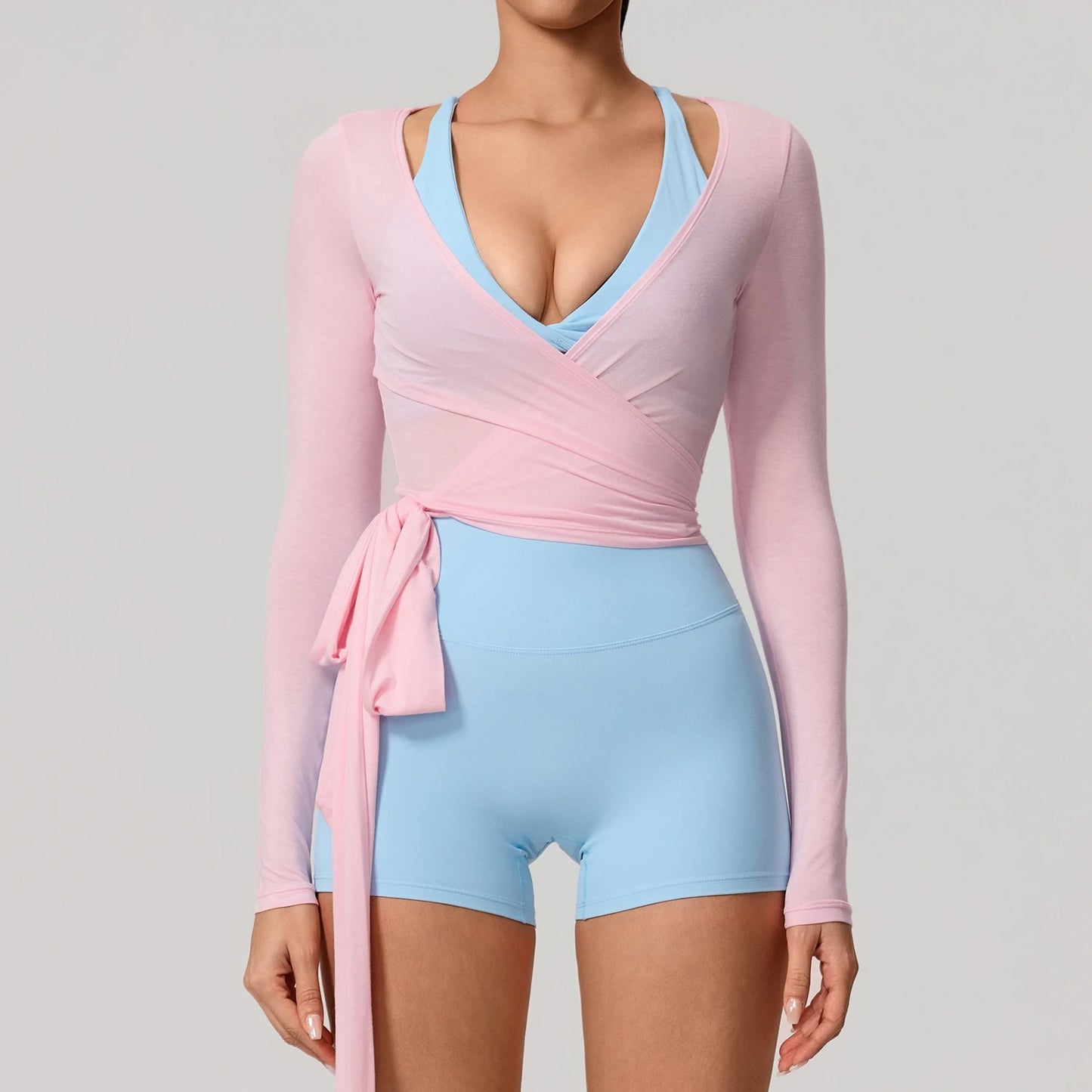 Top Yoga Avvolgente a Maniche Lunghe