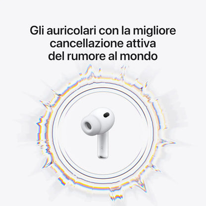Nuovo Apple AirPods Pro 3, Cancellazione attiva del rumore, Rilevamento della frequenza cardiaca, Cuffie Bluetooth, Audio spaziale, Suono ad alta fedeltà, Ricarica USB-C