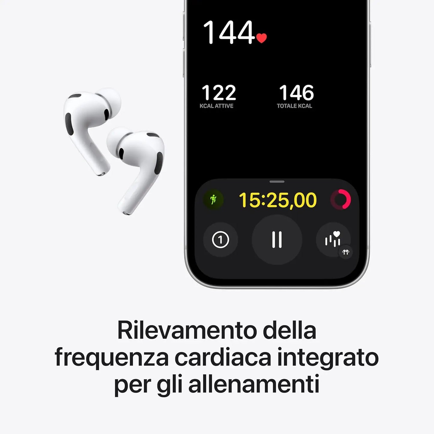 Nuovo Apple AirPods Pro 3, Cancellazione attiva del rumore, Rilevamento della frequenza cardiaca, Cuffie Bluetooth, Audio spaziale, Suono ad alta fedeltà, Ricarica USB-C
