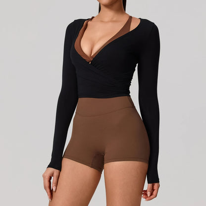 Top Yoga Avvolgente a Maniche Lunghe