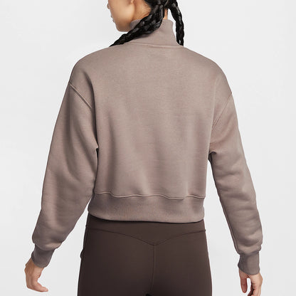 Felpa sportiva in pile corta con mezza zip ufficiale Nike New da donna DQ5768-233