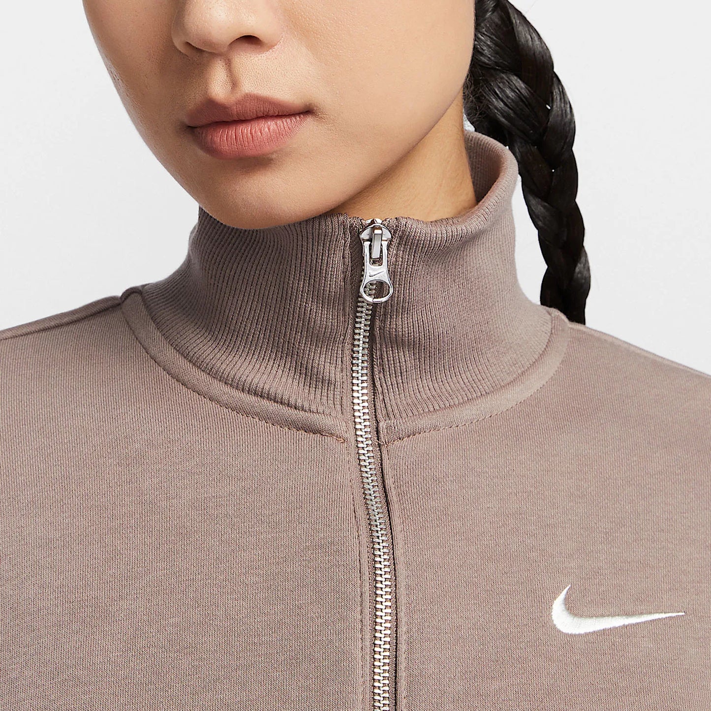 Felpa sportiva in pile corta con mezza zip ufficiale Nike New da donna DQ5768-233