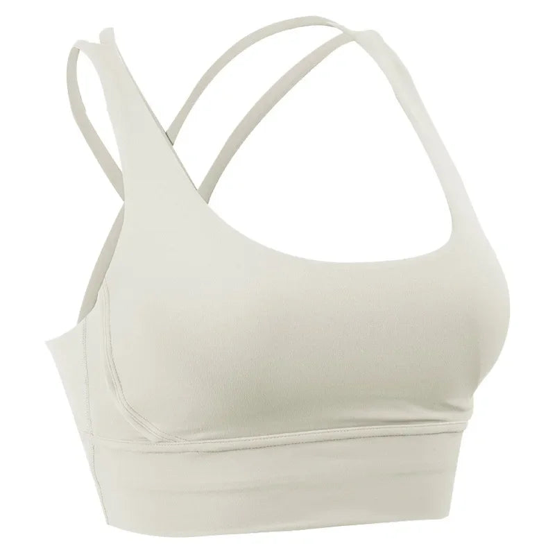 Nuovo reggiseno sportivo push up gilet da yoga incrociato sul retro fitness top imbottito sexy palestra ammortizzante corsa top corto traspirante abbigliamento sportivo