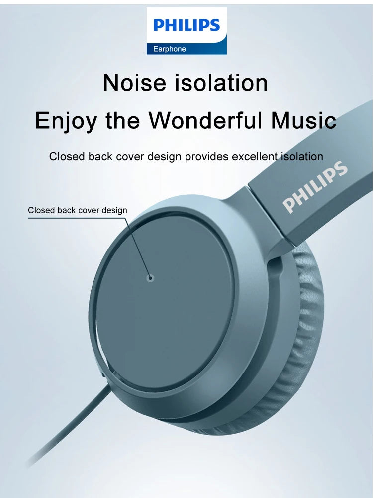 Philips TAH4105 Cuffie cablate Cuffie per chiamate HD stereo HiFi con microfono Adatto per l'apprendimento online e gli sport all'aria aperta