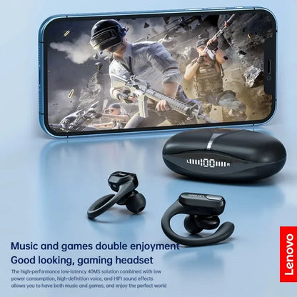 Lenovo XT80 Cuffie senza fili Auricolari Bluetooth 5.3 Vero con pulsante del microfono Controllo Riduzione del rumore Ganci per le orecchie Cuffie impermeabili