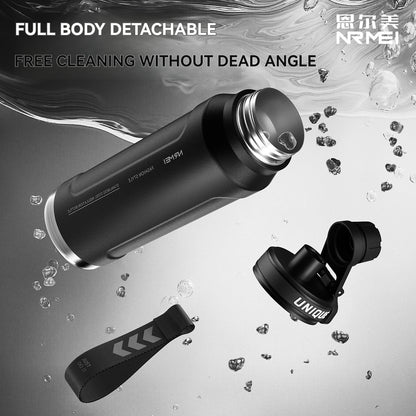 Bottiglia termica in acciaio inossidabile da 1 litro, bottiglia d'acqua, sport all'aria aperta, con manico, boccette a doppia parete sottovuoto