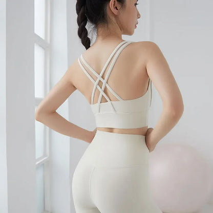 Nuovo reggiseno sportivo push up gilet da yoga incrociato sul retro fitness top imbottito sexy palestra ammortizzante corsa top corto traspirante abbigliamento sportivo
