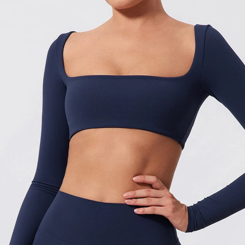 Top Sportivo Donna Push-Up a Maniche Lunghe