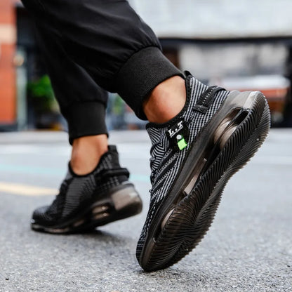 Scarpe da corsa da uomo comode scarpe da uomo casual antiscivolo traspiranti con suola spessa scarpe sportive stringate leggere in morbida rete da uomo