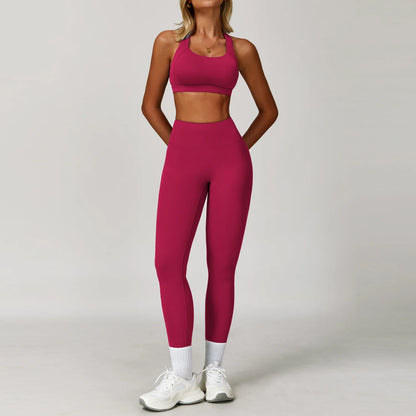 Tuta da donna 2 pezzi Tuta da fitness Set da yoga Abbigliamento sportivo Allenamento Reggiseno sportivo Leggings a vita alta Abbigliamento da palestra Tuta sportiva push up