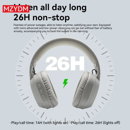 MZYDM Over Ear Cuffie Bluetooth5.4 Stereo Wireless Gaming B500 Auricolari Microfono incorporato Luce RGB Cuffie a bassa latenza per PC