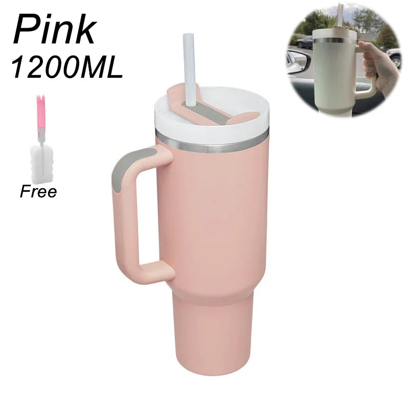Bicchiere isolato con manico cannuccia tazza sottovuoto in acciaio inossidabile da 1200ml Quencher 2.0 tazza termica per bevanda con brodo di caffè e freddo