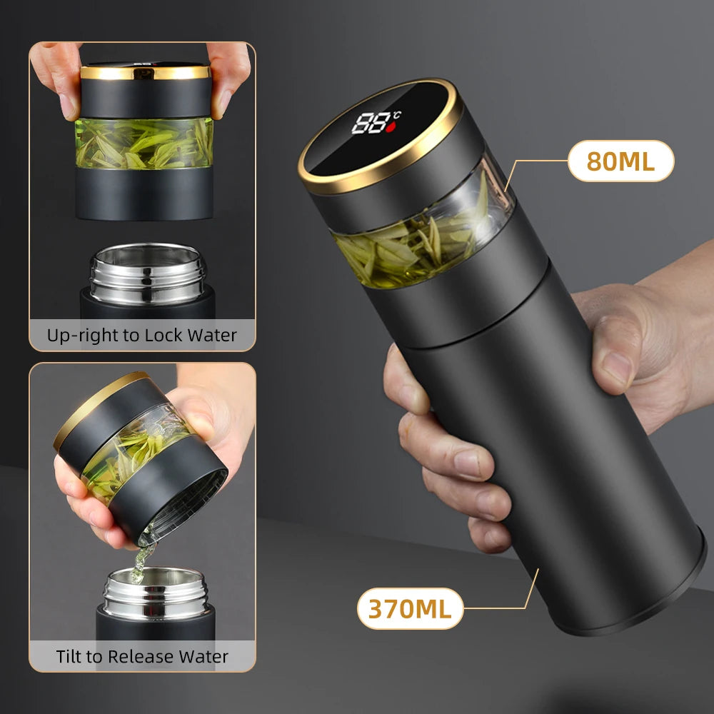 Thermos in acciaio inossidabile 316 per tè Bottiglia d'acqua insolata sotto vuoto Bicchiere Infusore per tè Bottiglia thermos Display temperatura LED