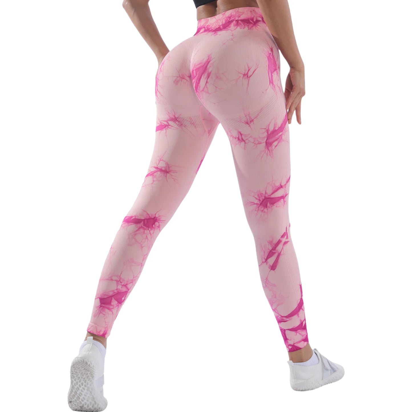 Pantaloni da yoga senza cuciture con tecnologia tie-dye irregolare a vita larga slim pantaloni sportivi alla moda