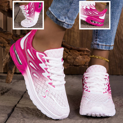 Sneaker Scarpe da passeggio da donna Moda da donna Cuscino d'aria Mesh Traspirante Scarpe sportive da tennis Suola con cuscino d'aria Parte superiore della scarpa sfumata