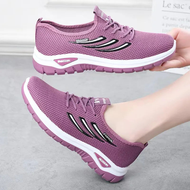 Scarpe da ginnastica casual traspiranti in mesh da donna scarpe vulcanizzate con lacci scarpe da ginnastica con plateau da donna scarpe da donna taglie forti Zapatos De Mujer
