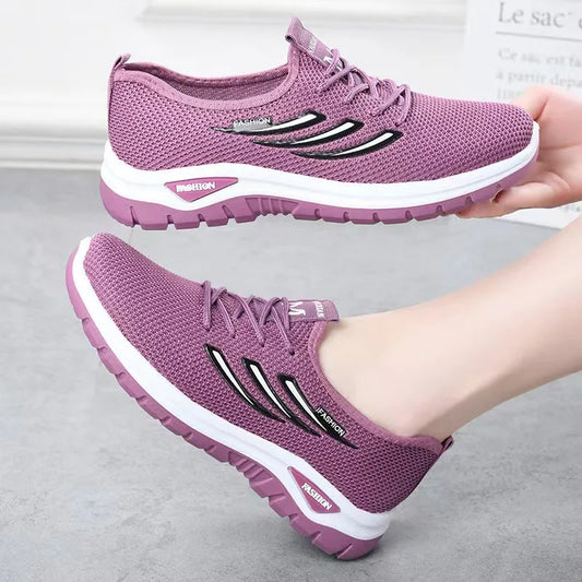 Scarpe da ginnastica casual traspiranti in mesh da donna scarpe vulcanizzate con lacci scarpe da ginnastica con plateau da donna scarpe da donna taglie forti Zapatos De Mujer