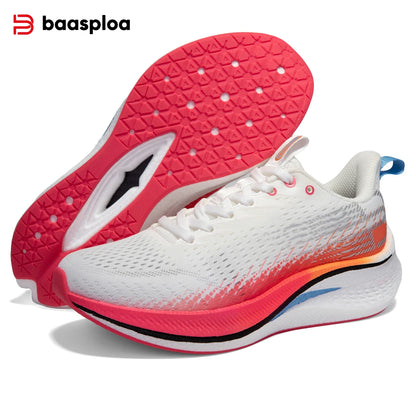 Baasploa Scarpe da corsa professionali da donna Scarpe sportive antiscivolo con piastra in carbonio per esterni Scarpe da ginnastica da jogging traspiranti casual femminili
