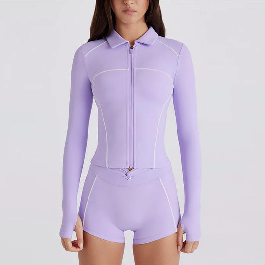 Nuovi vestiti da yoga ad asciugatura rapida a maniche lunghe moda sportiva bodybuilding slim top cerniera protezione solare vestiti giacca traspirante