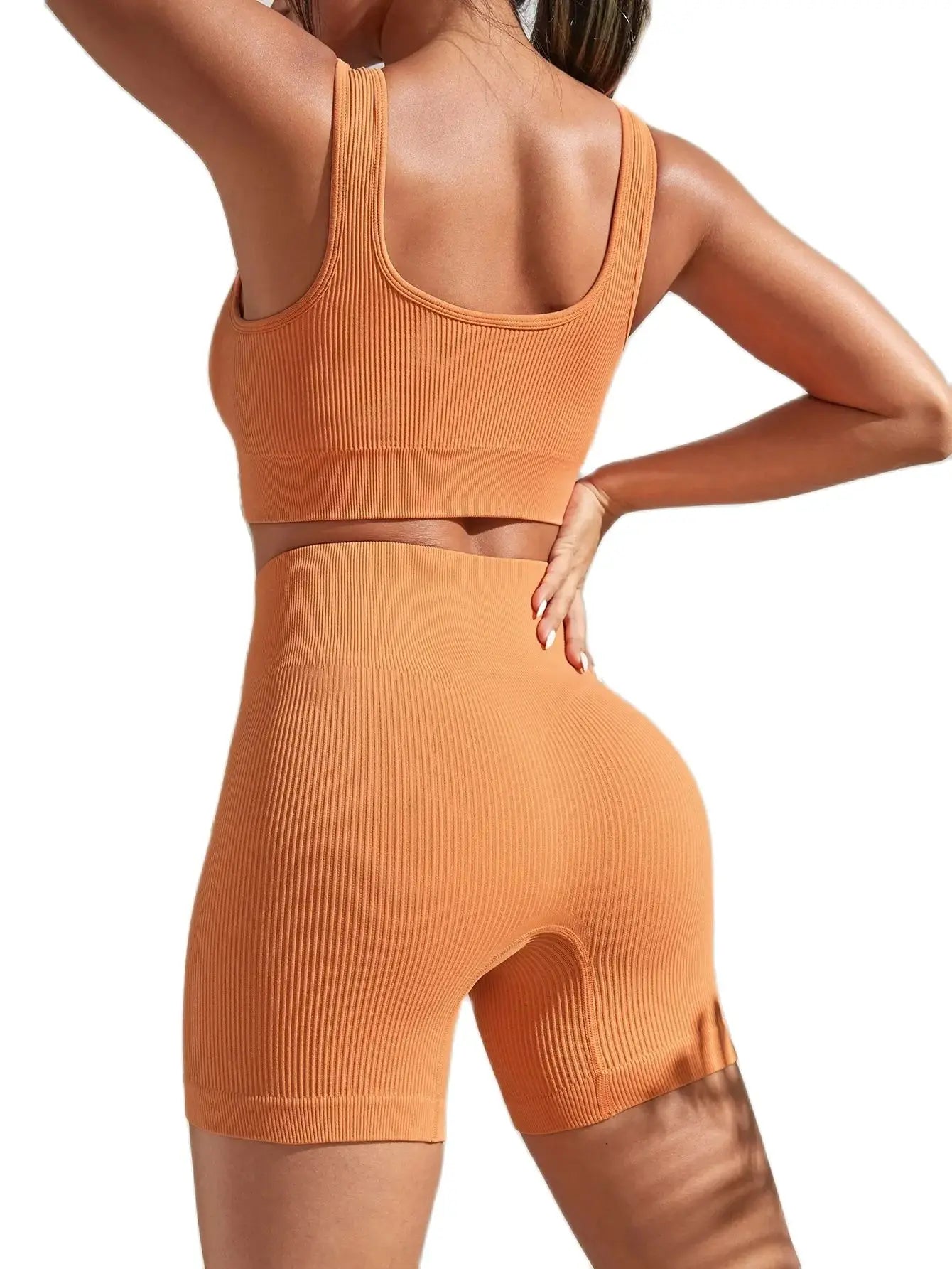 Nuovo arrivo moda senza cuciture esercizio aderente corpo ad asciugatura rapida assorbimento dell'umidità vita alta hip yoga fitness set per le donne