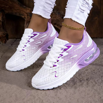 Sneaker Scarpe da passeggio da donna Moda da donna Cuscino d'aria Mesh Traspirante Scarpe sportive da tennis Suola con cuscino d'aria Parte superiore della scarpa sfumata