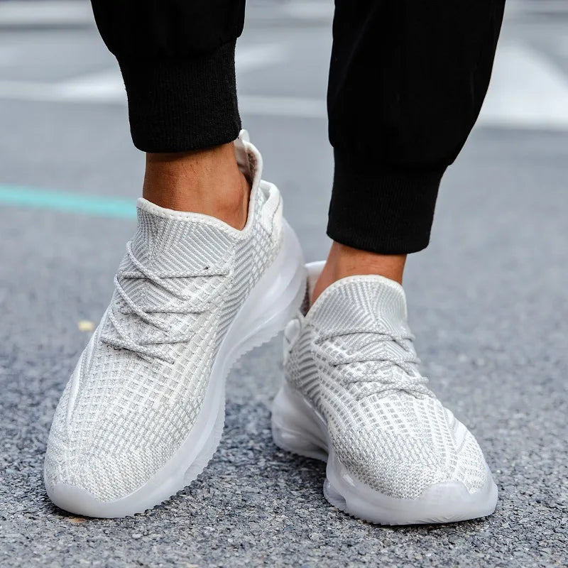 Scarpe da corsa da uomo comode scarpe da uomo casual antiscivolo traspiranti con suola spessa scarpe sportive stringate leggere in morbida rete da uomo