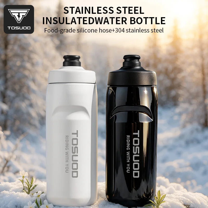 TOSUOD Tazza per acqua isolata in acciaio inox 550ML Bollitore per acqua per bicicletta in acciaio 304 Facile da trasportare Mantiene la bottiglia calda e fredda