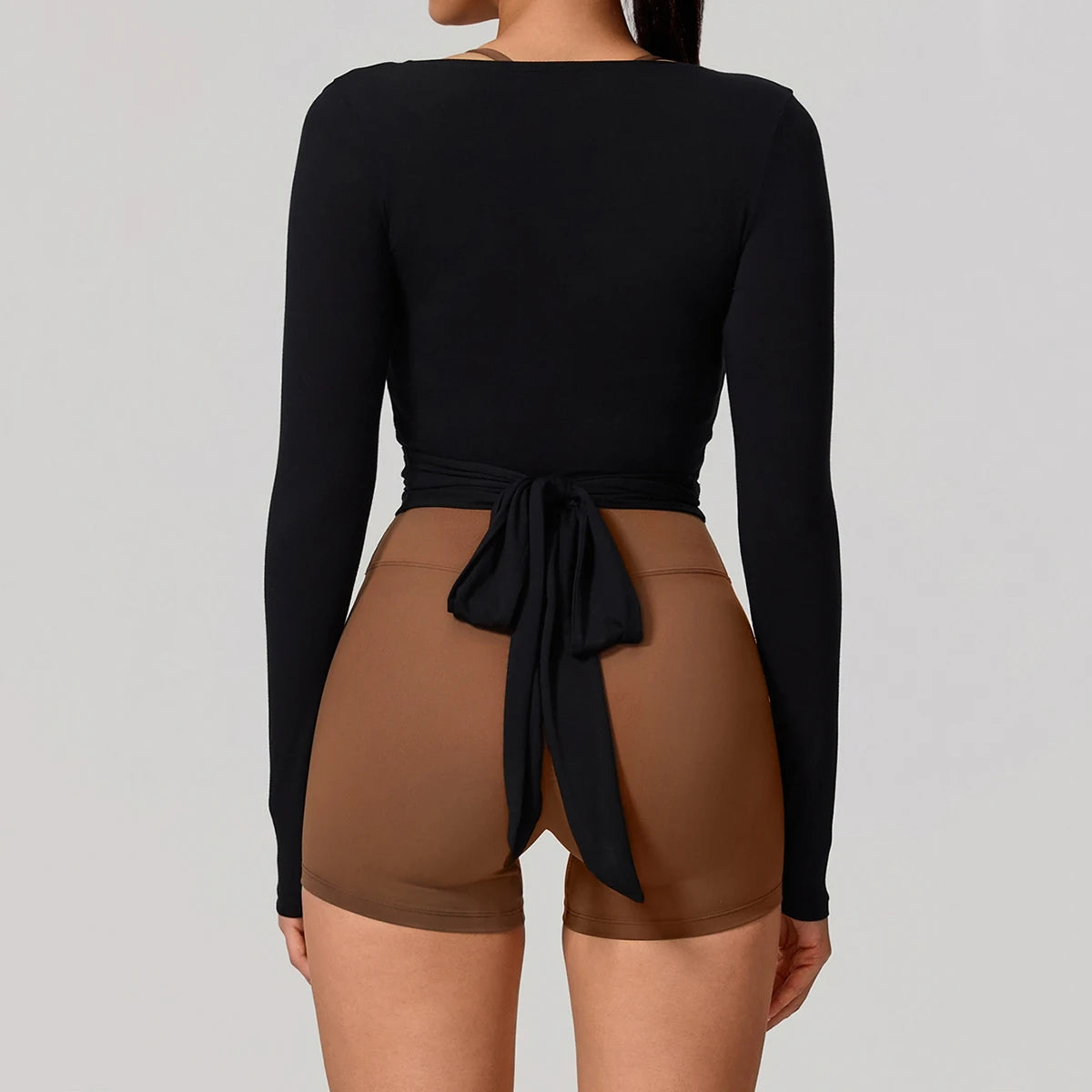 Top Yoga Avvolgente a Maniche Lunghe