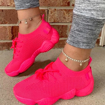 Sneakers da donna  scarpe da ginnastica traspiranti di nuova moda scarpe da ginnastica comode da donna tessuto a rete stringate calzature femminili scarpe da donna