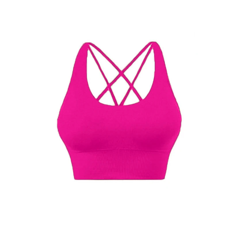 Nuovo reggiseno sportivo push up gilet da yoga incrociato sul retro fitness top imbottito sexy palestra ammortizzante corsa top corto traspirante abbigliamento sportivo