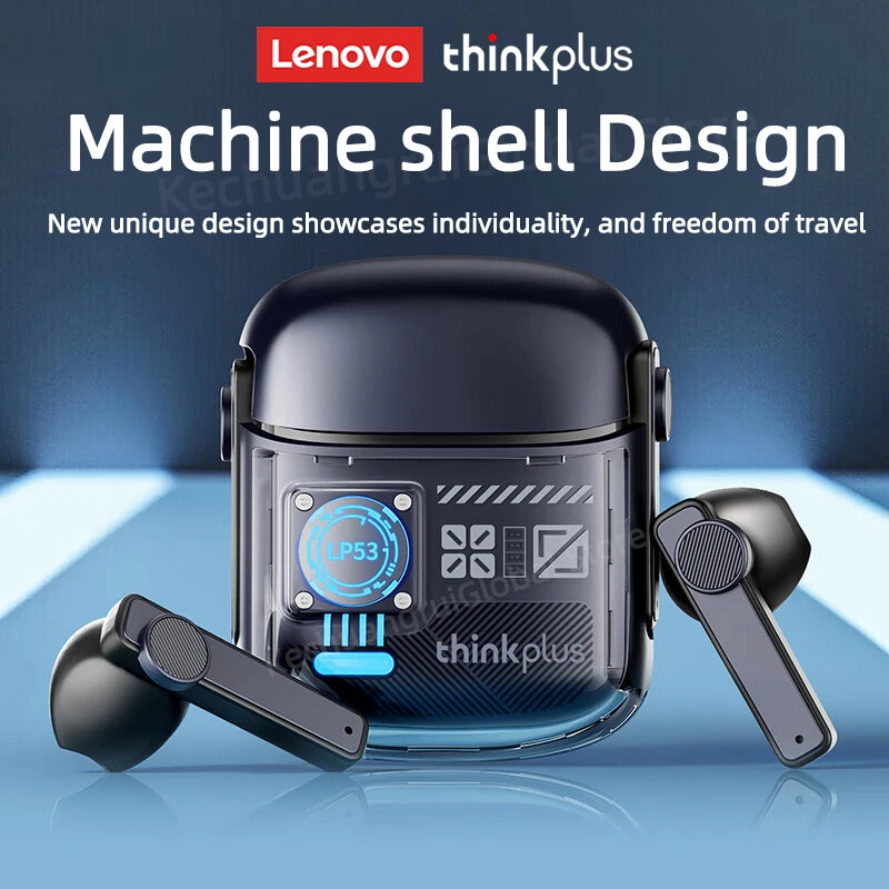 Lenovo LP53 Auricolari Bluetooth 5.4 senza fili Design meccanico Cuffie da gioco TWS Auricolari sportivi con riduzione del rumore Standby lungo Nuovo
