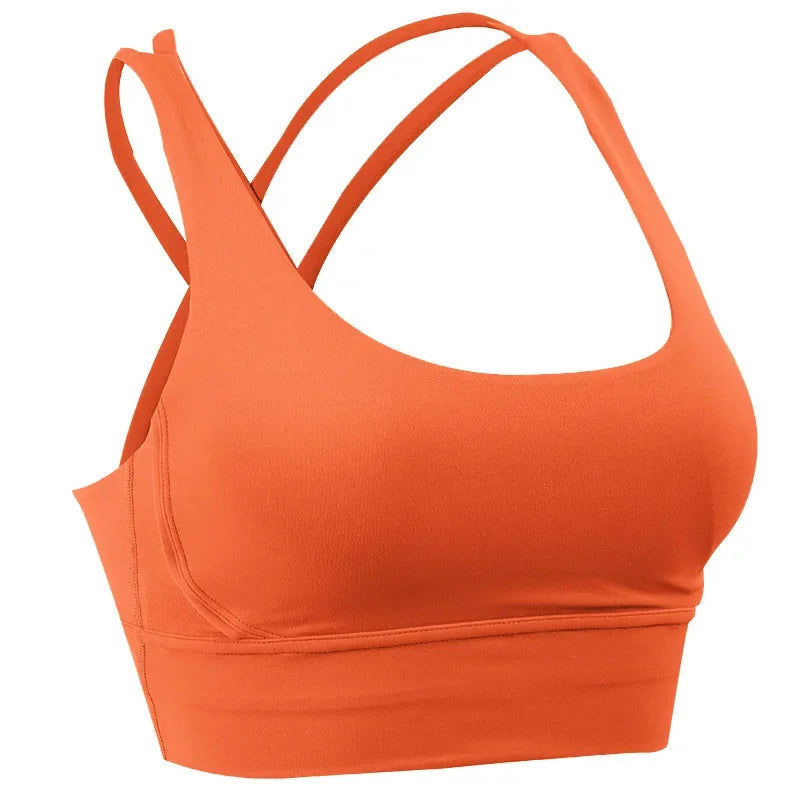 Nuovo reggiseno sportivo push up gilet da yoga incrociato sul retro fitness top imbottito sexy palestra ammortizzante corsa top corto traspirante abbigliamento sportivo
