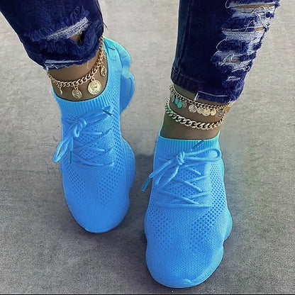 Sneakers da donna  scarpe da ginnastica traspiranti di nuova moda scarpe da ginnastica comode da donna tessuto a rete stringate calzature femminili scarpe da donna