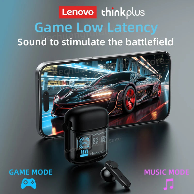 Lenovo LP53 Auricolari Bluetooth 5.4 senza fili Design meccanico Cuffie da gioco TWS Auricolari sportivi con riduzione del rumore Standby lungo Nuovo