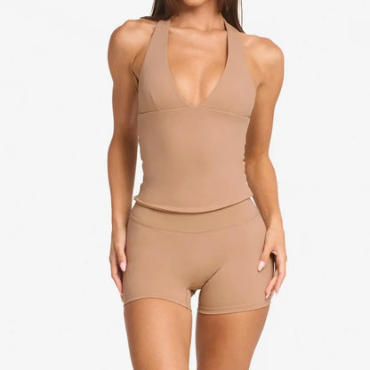 Top Sportivo Donna con Scollo a V e Reggiseno Integrato