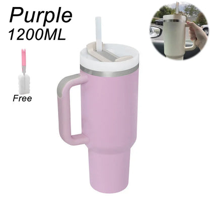 Bicchiere isolato con manico cannuccia tazza sottovuoto in acciaio inossidabile da 1200ml Quencher 2.0 tazza termica per bevanda con brodo di caffè e freddo