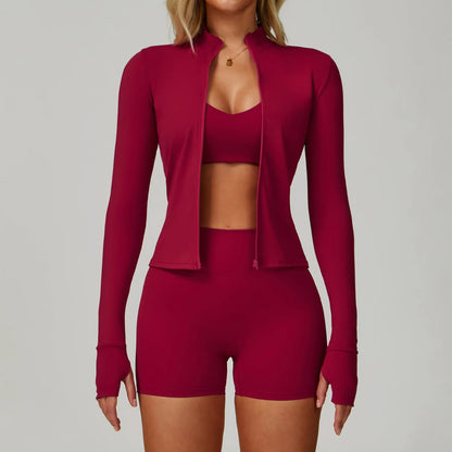 3PCS Tuta da yoga Tuta da donna Reggiseno sportivo Leggings a vita alta Pantaloncini Outfit Set da palestra Fitness Push Up Abbigliamento da allenamento Abbigliamento sportivo