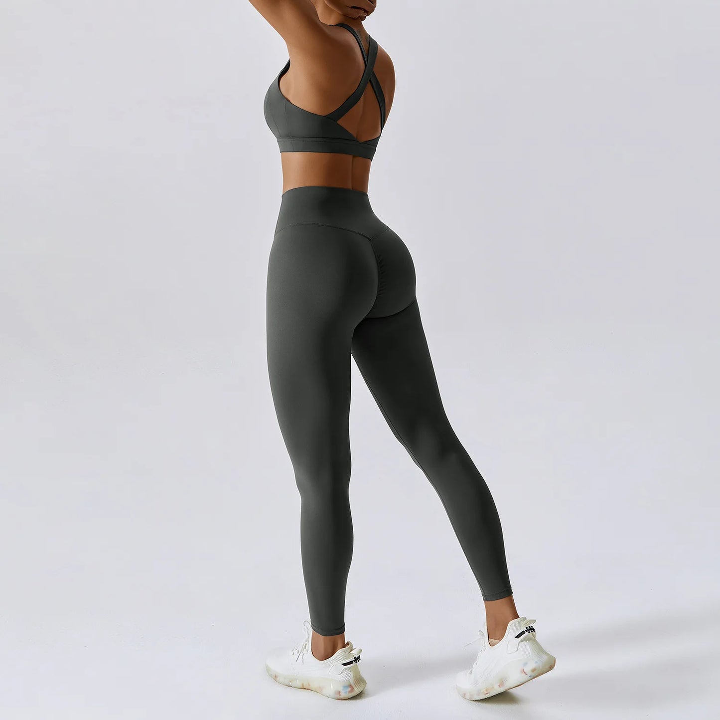 Tuta da donna 2 pezzi Tuta da fitness Set da yoga Abbigliamento sportivo Allenamento Reggiseno sportivo Leggings a vita alta Abbigliamento da palestra Tuta sportiva push up