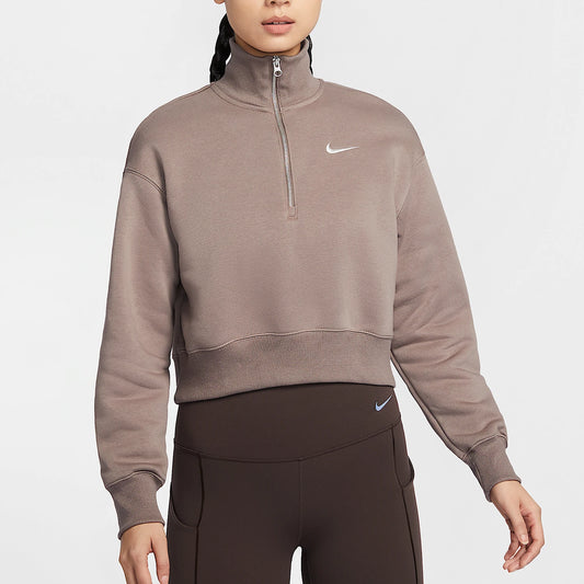 Felpa sportiva in pile corto con mezza zip ufficiale Nike New da donna DQ5768-233