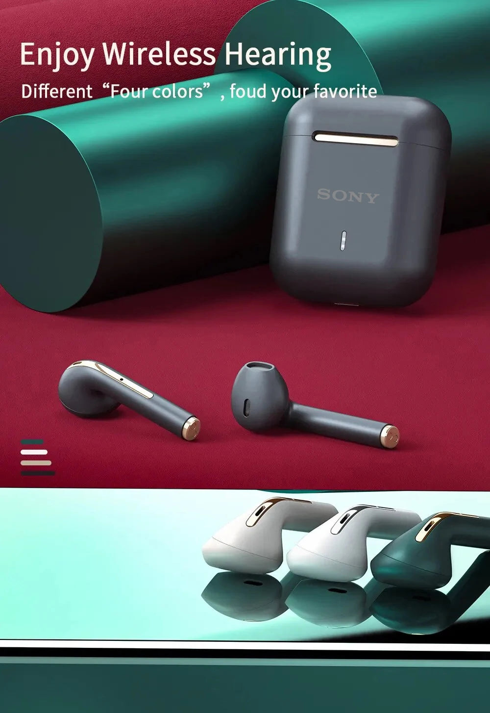 SONY J18 Auricolari Bluetooth senza fili HiFI In Ear Stereo Soundtrack Microfono Auricolari con riduzione del rumore touch impermeabile
