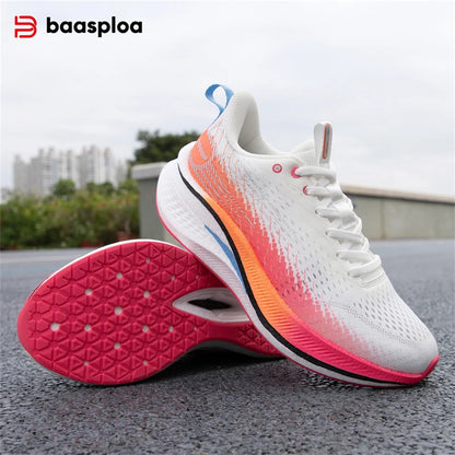 Baasploa Scarpe da corsa professionali da donna Scarpe sportive antiscivolo con piastra in carbonio per esterni Scarpe da ginnastica da jogging traspiranti casual femminili