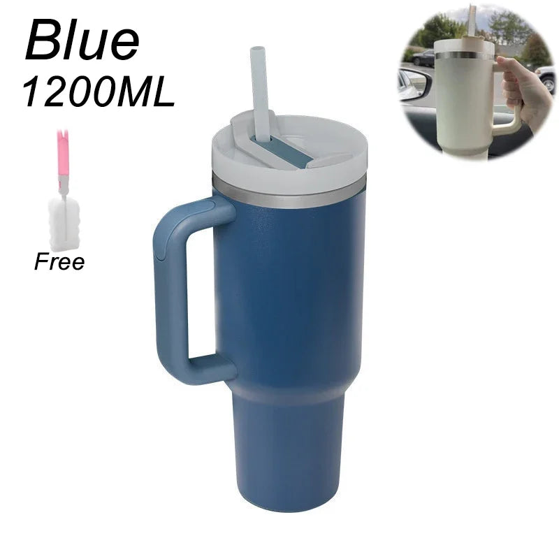 Bicchiere isolato con manico cannuccia tazza sottovuoto in acciaio inossidabile da 1200ml Quencher 2.0 tazza termica per bevanda con brodo di caffè e freddo