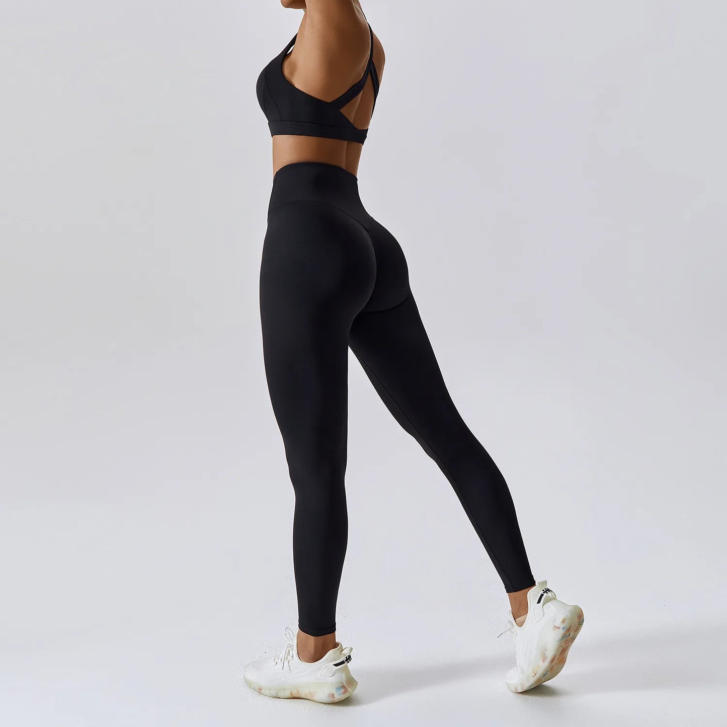 Tuta da donna 2 pezzi Tuta da fitness Set da yoga Abbigliamento sportivo Allenamento Reggiseno sportivo Leggings a vita alta Abbigliamento da palestra Tuta sportiva push up