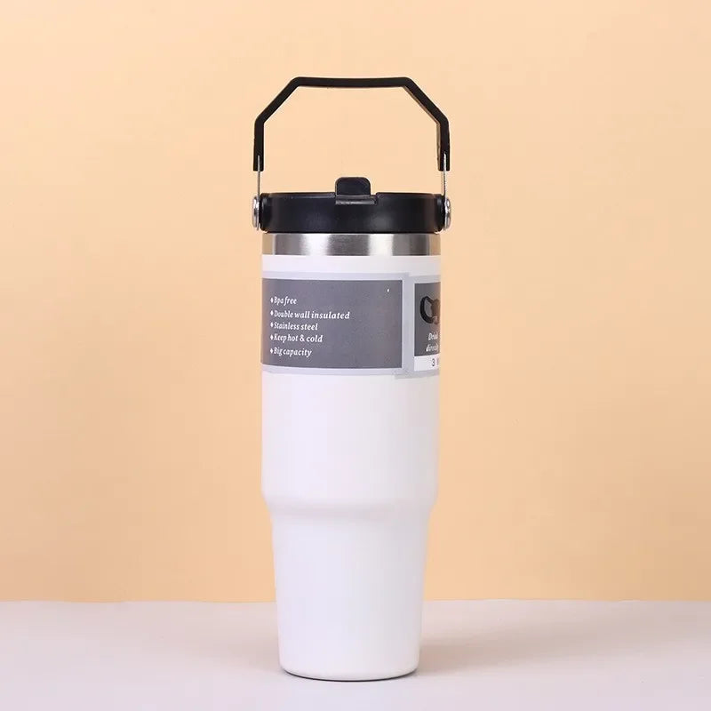 Tazza termica in acciaio inossidabile da 30 Oz, manico in nastro isolante sottovuoto a doppio strato, perfetto per bevande ghiacciate e calde