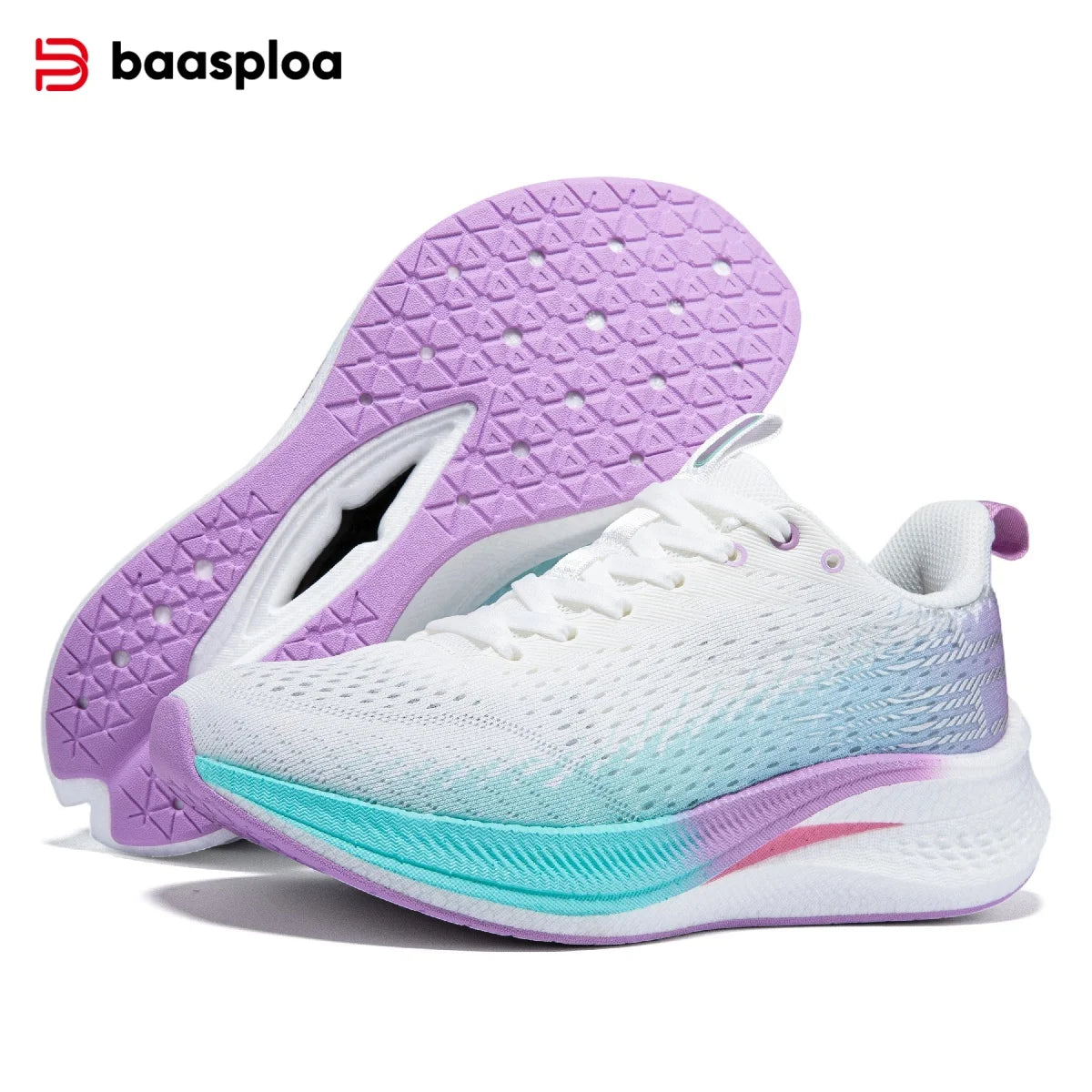 Baasploa Scarpe da corsa professionali da donna Scarpe sportive antiscivolo con piastra in carbonio per esterni Scarpe da ginnastica da jogging traspiranti casual femminili