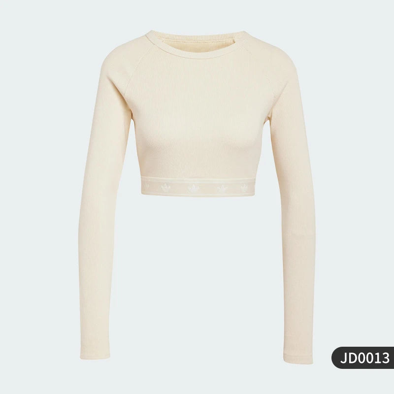 Adidas ufficiale genuino tre strisce da donna casual corto aderente manica lunga JD0013