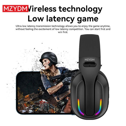 MZYDM Over Ear Cuffie Bluetooth5.4 Stereo Wireless Gaming B500 Auricolari Microfono incorporato Luce RGB Cuffie a bassa latenza per PC